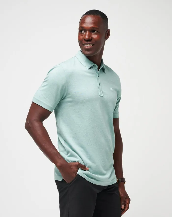 Men Polos TravisMathew THE ZINNA POLO Heather Beryl Green