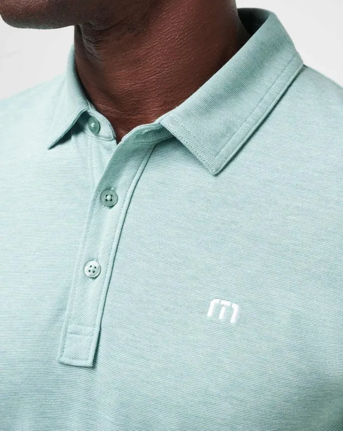 Men Polos TravisMathew THE ZINNA POLO Heather Beryl Green