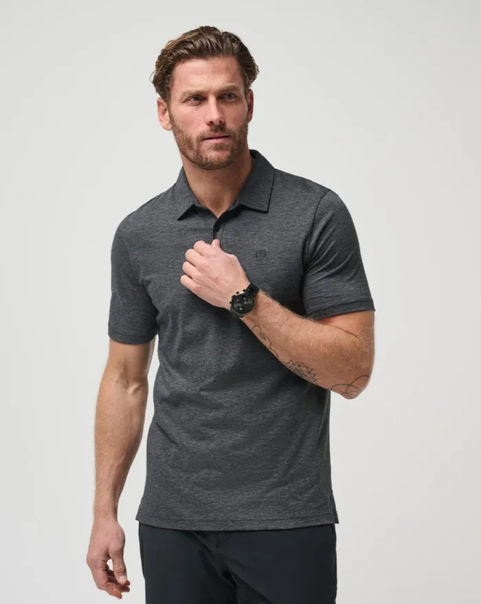Men Polos TravisMathew THE ZINNA POLO Heather Black
