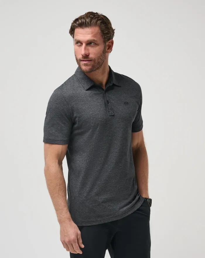 Men Polos TravisMathew THE ZINNA POLO Heather Black
