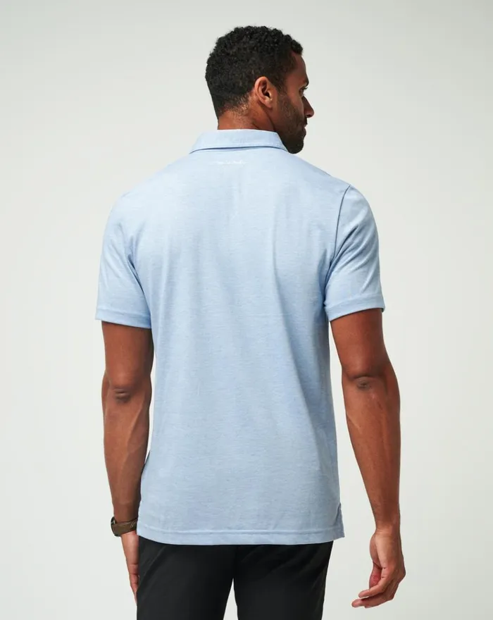 Men Polos TravisMathew THE ZINNA POLO Heather Light Blue