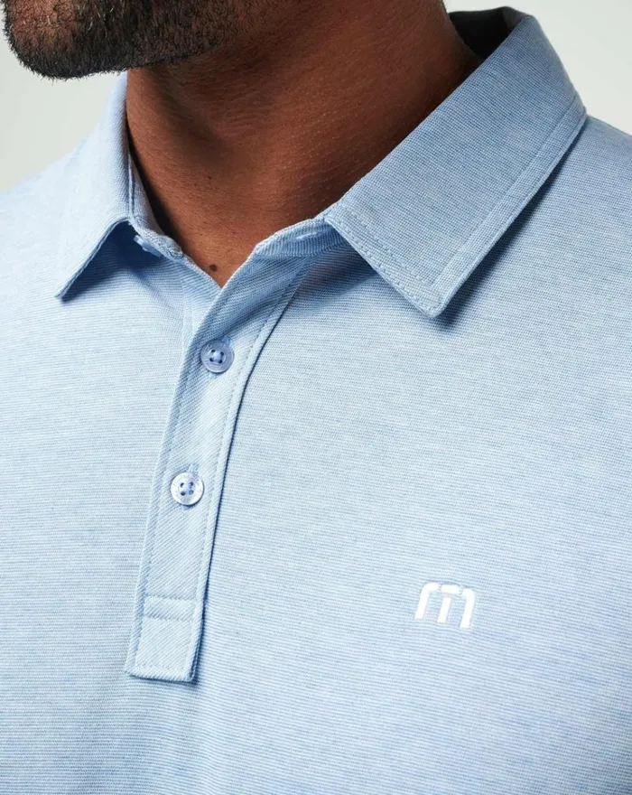 Men Polos TravisMathew THE ZINNA POLO Heather Light Blue