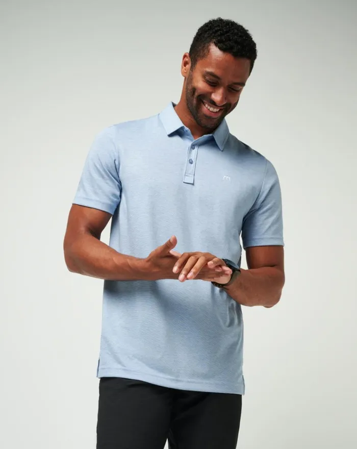 Men Polos TravisMathew THE ZINNA POLO Heather Light Blue