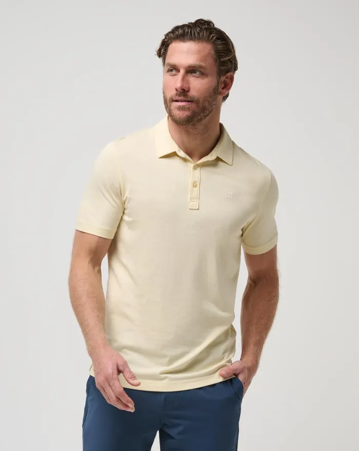 Men Polos TravisMathew THE ZINNA POLO Heather Pale Banana