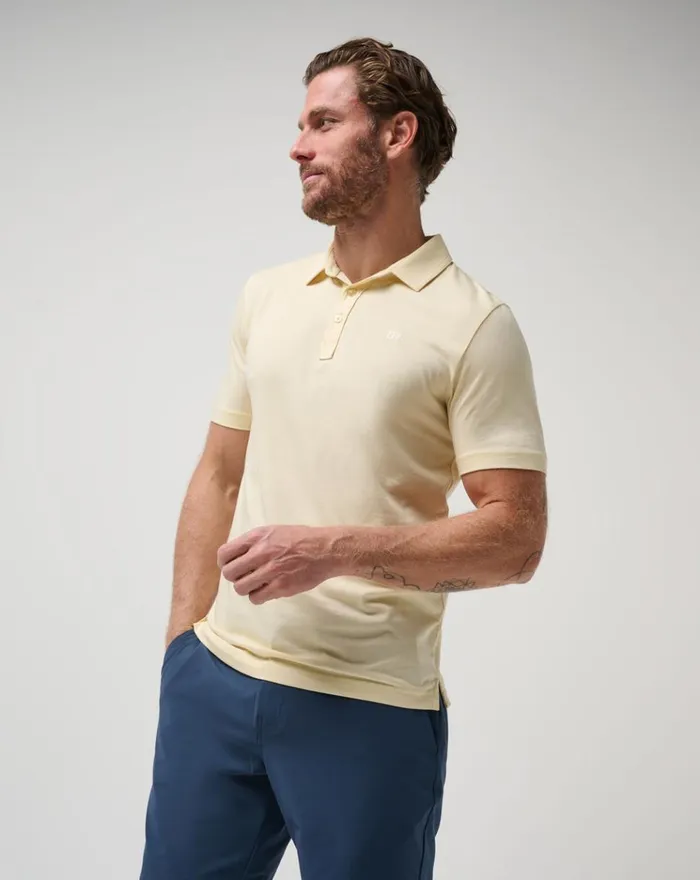 Men Polos TravisMathew THE ZINNA POLO Heather Pale Banana