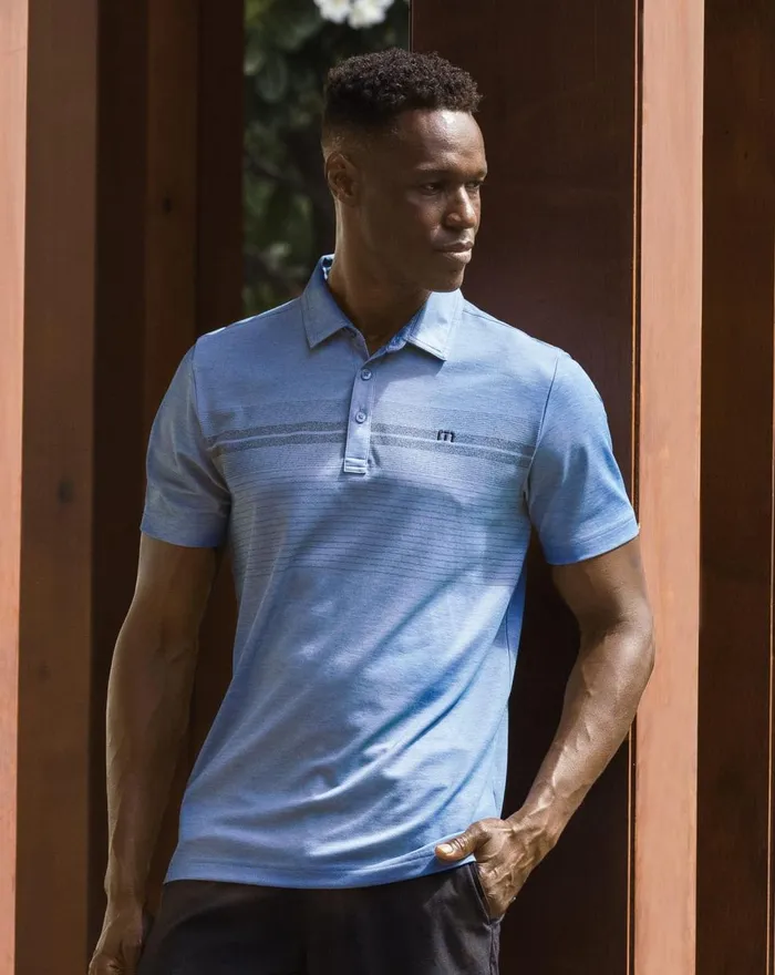 Men Polos TravisMathew UNPRECEDENTED POLO Heather Blue Sapphir