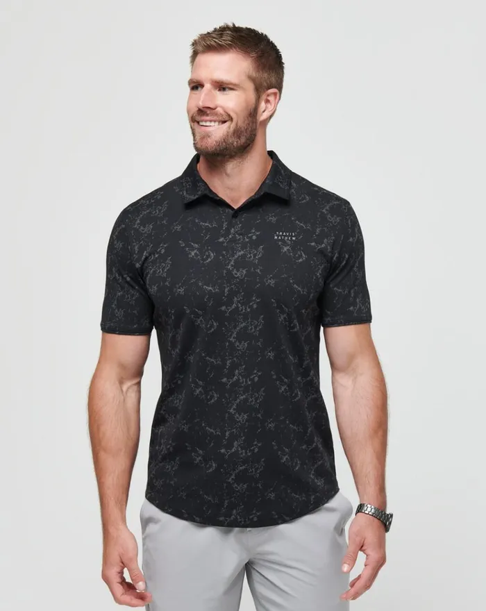 Men Polos TravisMathew WARMER TIDES SCOOP POLO Black