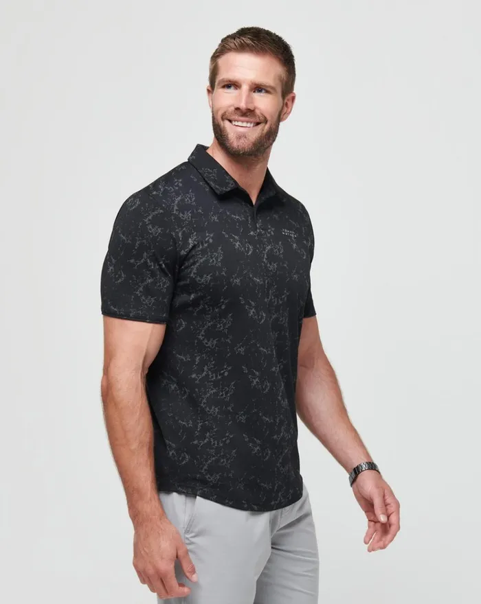 Men Polos TravisMathew WARMER TIDES SCOOP POLO Black