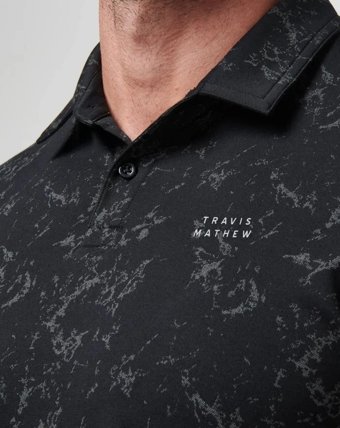 Men Polos TravisMathew WARMER TIDES SCOOP POLO Black