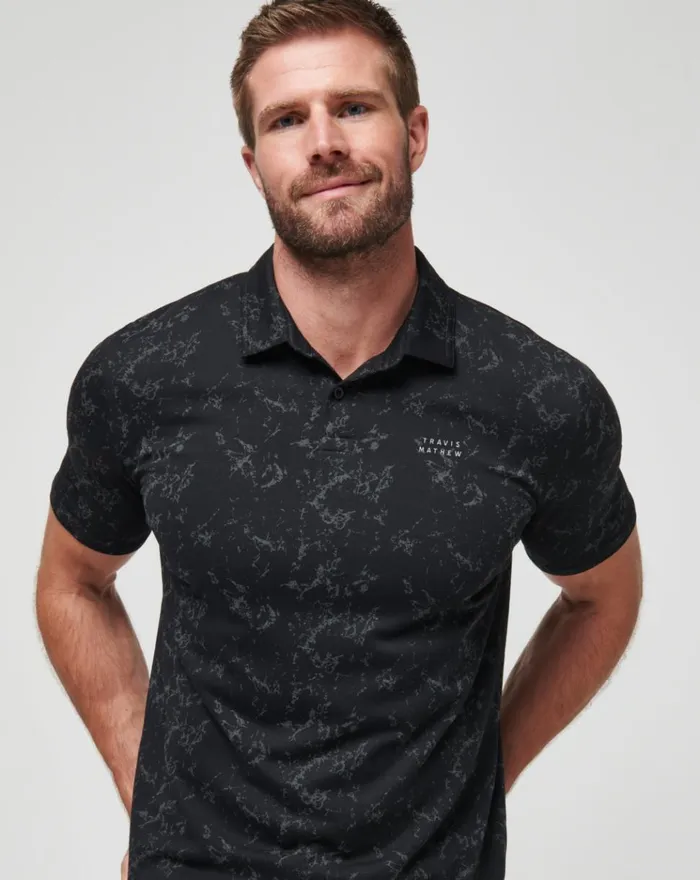 Men Polos TravisMathew WARMER TIDES SCOOP POLO Black