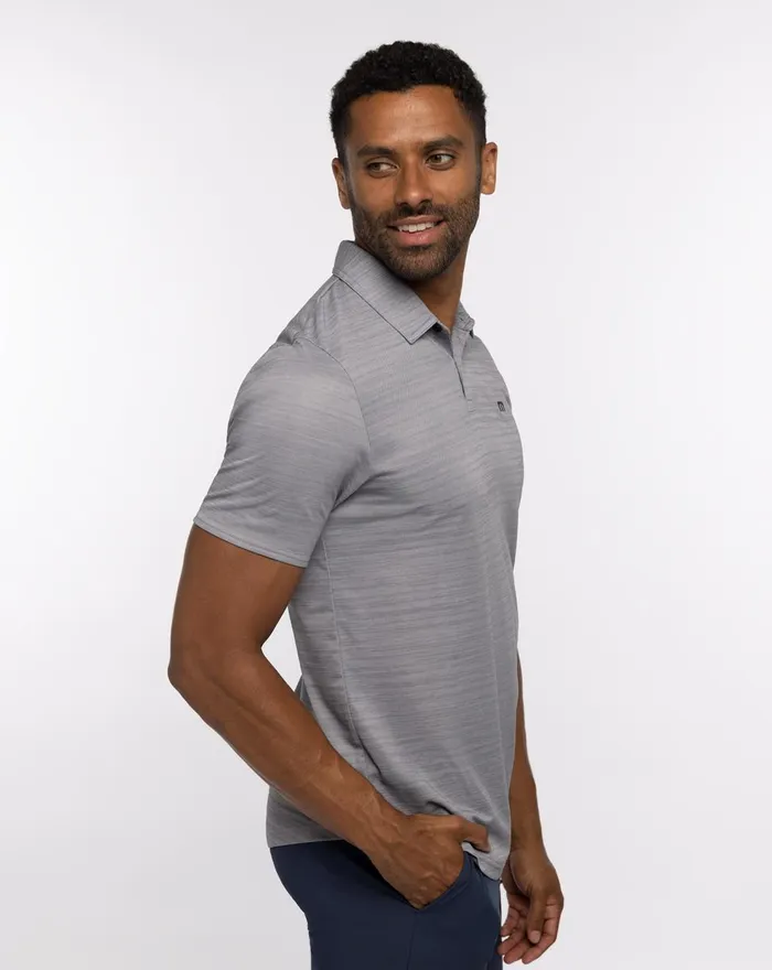 Men Polos TravisMathew WHAT A LEGEND POLO Heather Medium Grey