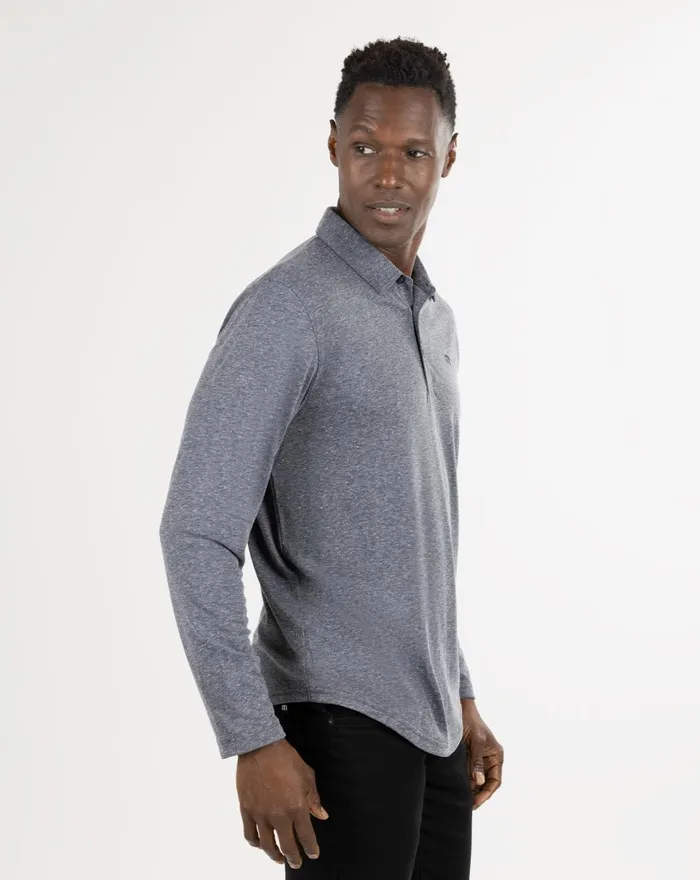 Men Polos TravisMathew WILDERNESS LONG SLEEVE POLO Heather Black