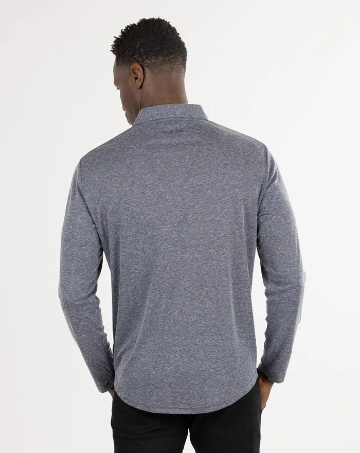 Men Polos TravisMathew WILDERNESS LONG SLEEVE POLO Heather Black