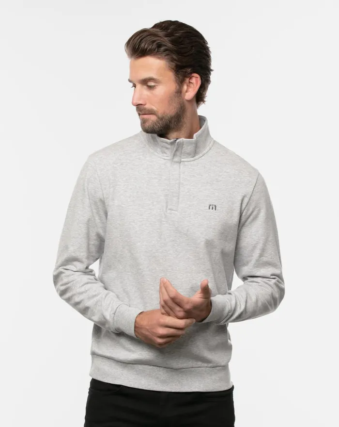 Men Quarter Zips TravisMathew CLOUD QUARTER ZIP 20 Heather Light Grey