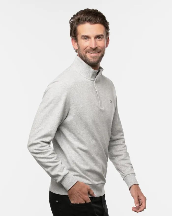Men Quarter Zips TravisMathew CLOUD QUARTER ZIP 20 Heather Light Grey