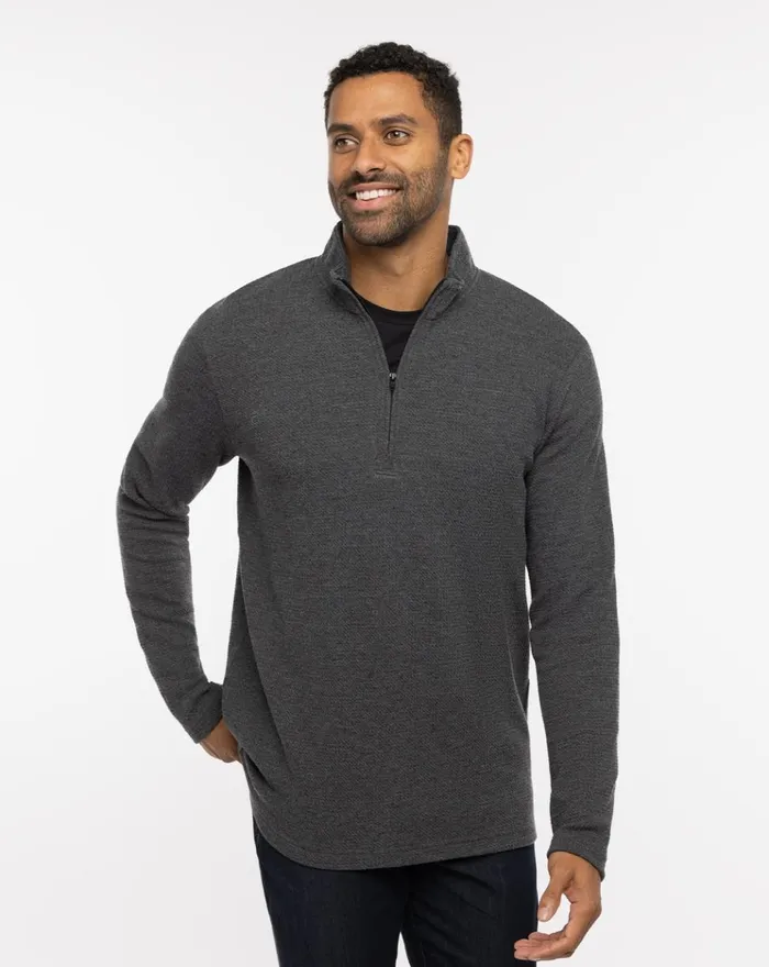 Men Quarter Zips TravisMathew CLOUD WAFFLE QUARTER ZIP Charcoal