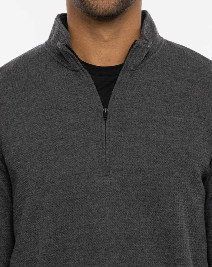 Men Quarter Zips TravisMathew CLOUD WAFFLE QUARTER ZIP Charcoal