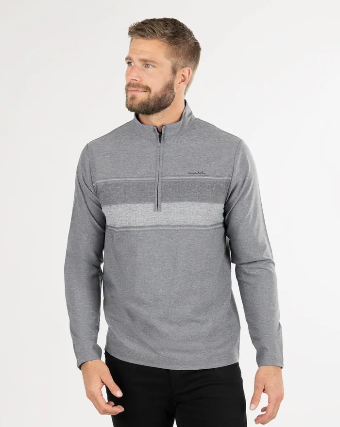 Men Quarter Zips TravisMathew LOW ROLLER QUARTER ZIP Heather Black