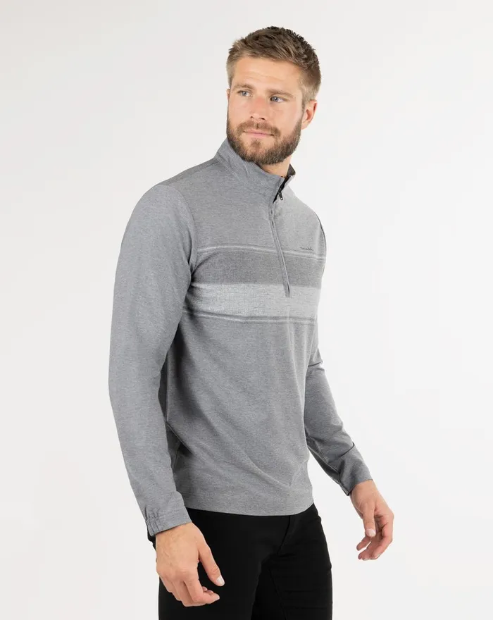 Men Quarter Zips TravisMathew LOW ROLLER QUARTER ZIP Heather Black
