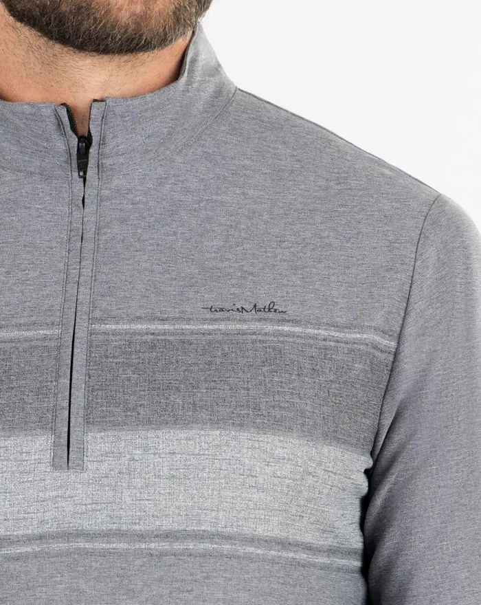 Men Quarter Zips TravisMathew LOW ROLLER QUARTER ZIP Heather Black