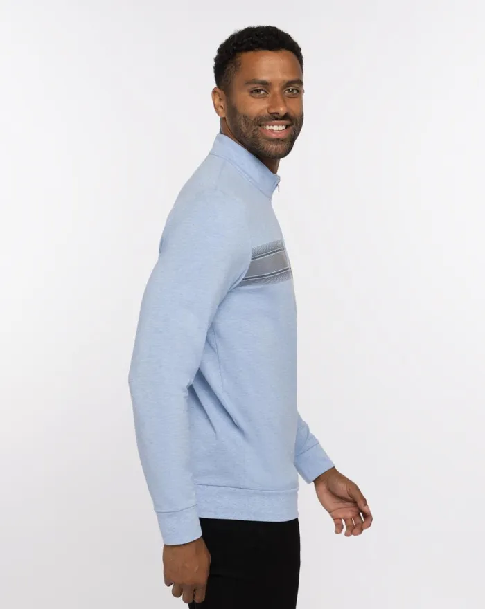 Men Quarter Zips TravisMathew TEQUILA SOUR QUARTER ZIP Heather Bel Air Blue