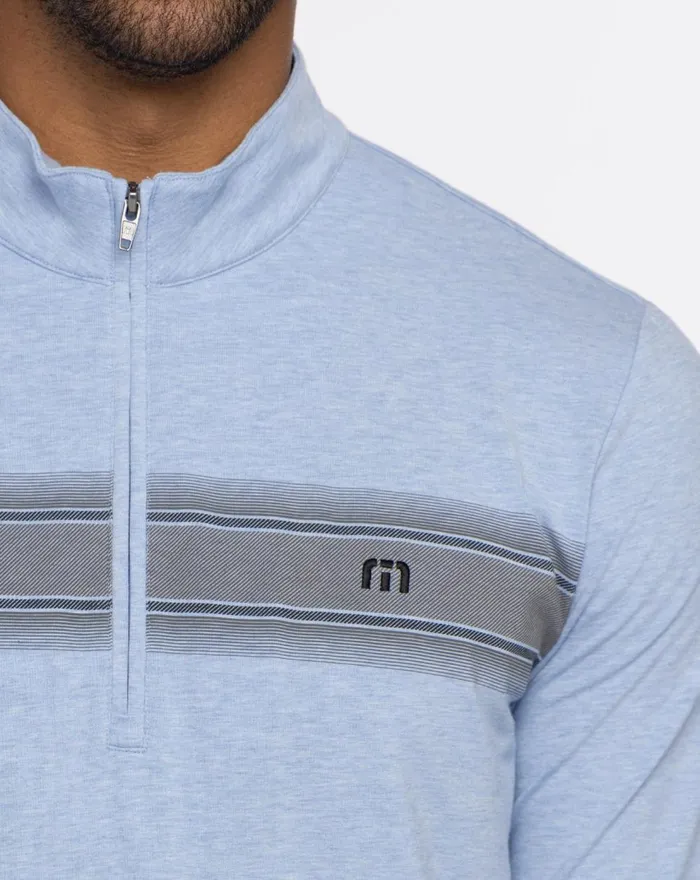 Men Quarter Zips TravisMathew TEQUILA SOUR QUARTER ZIP Heather Bel Air Blue