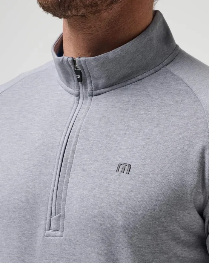 Men Quarter Zips TravisMathew UPGRADED QUARTER ZIP Heather Grey