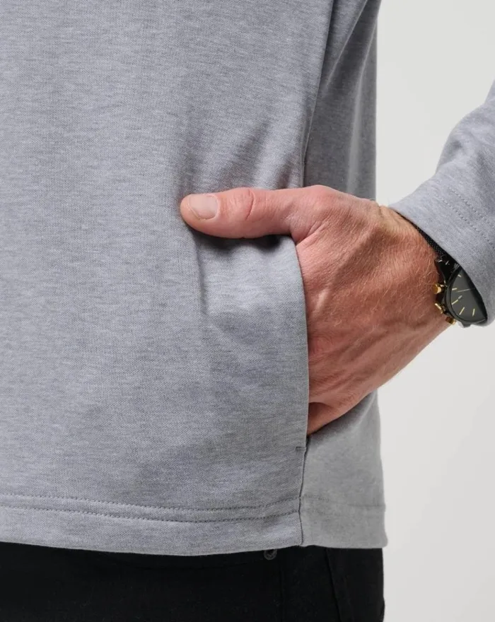 Men Quarter Zips TravisMathew UPGRADED QUARTER ZIP Heather Grey