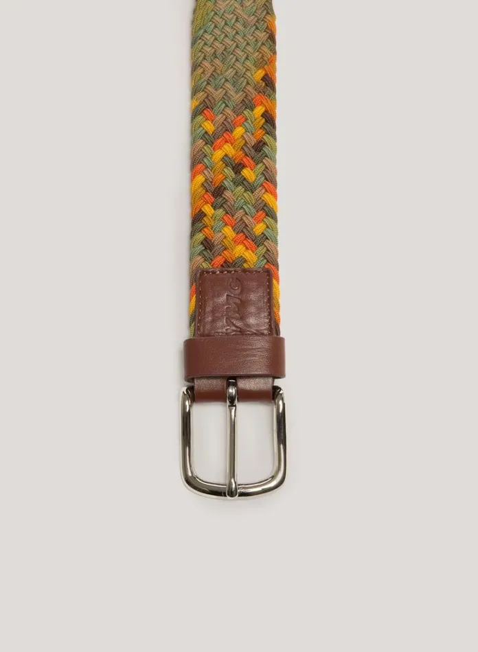 Mens Belts YMC Braided Belt Brown Multi