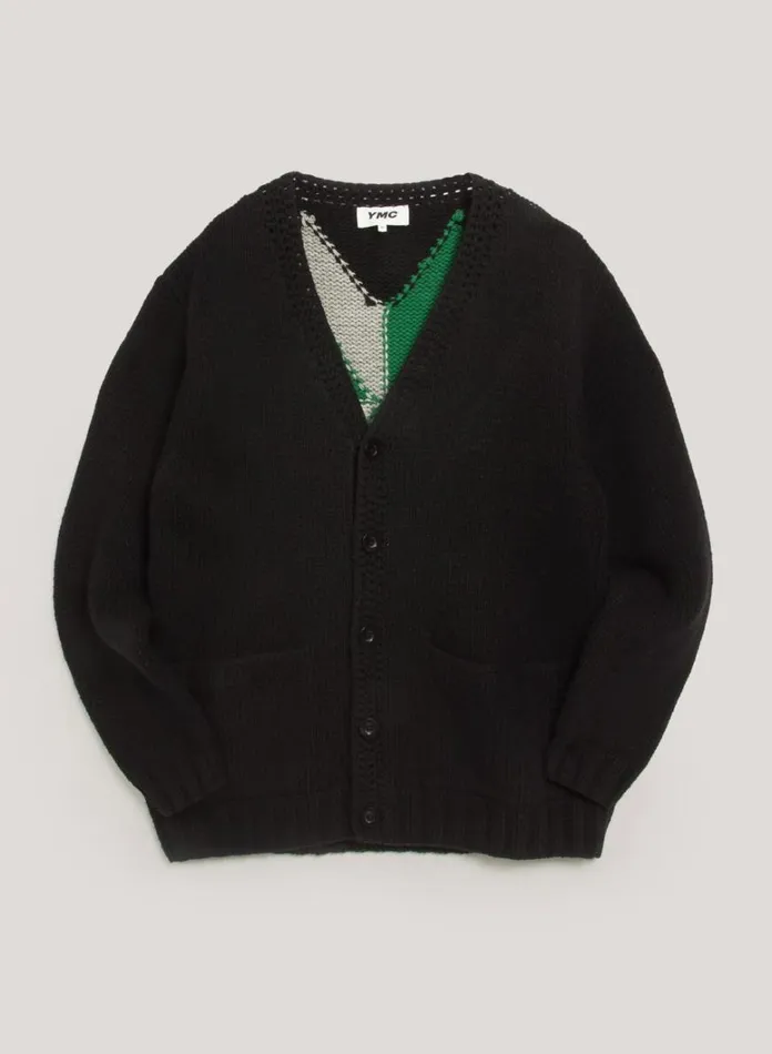 Mens Knitwear YMC Appalachian Cardigan Black