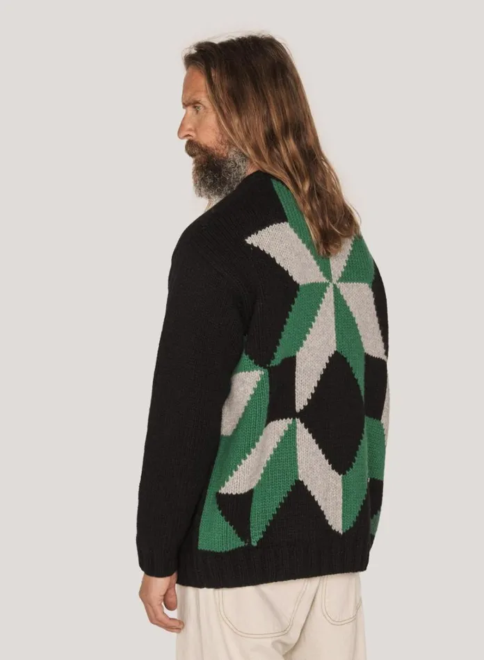 Mens Knitwear YMC Appalachian Cardigan Black