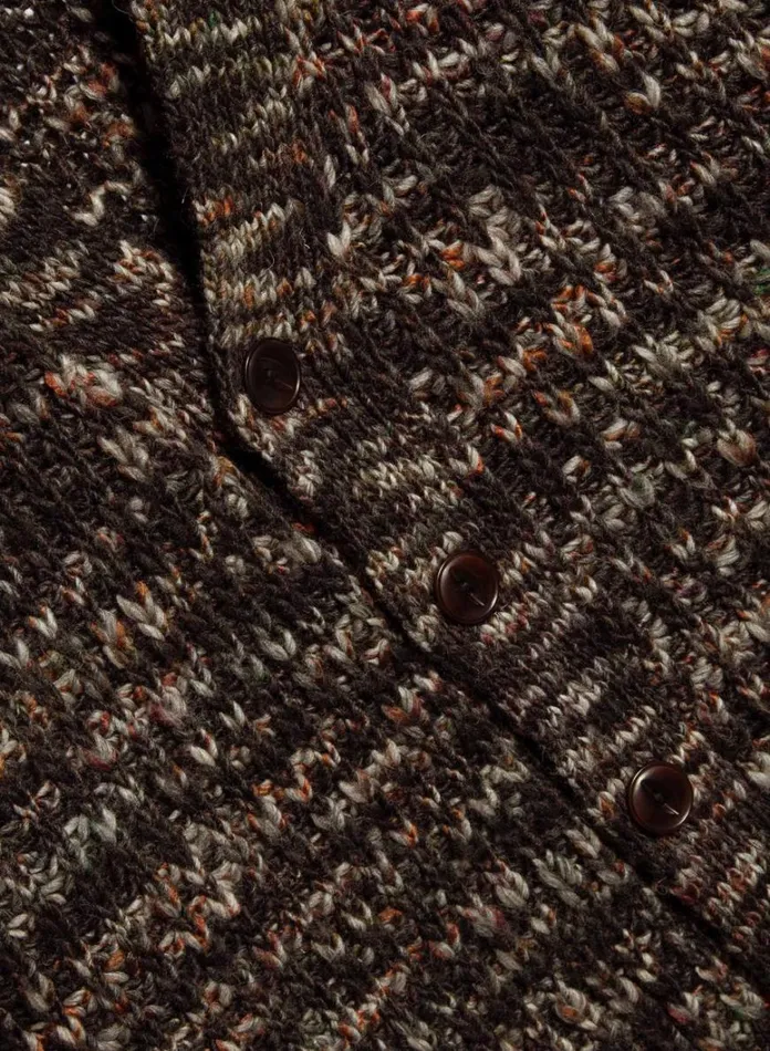 Mens Knitwear YMC Kurt Space Dyed Cardigan Black Multi