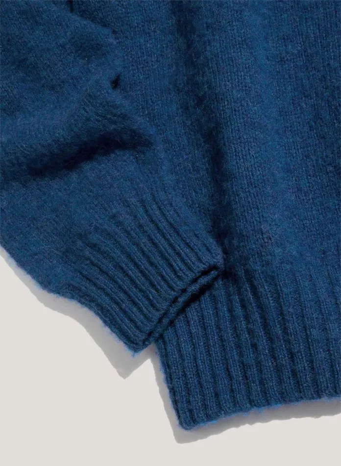 Mens Knitwear YMC Suedehead Crew Neck Jumper Blue