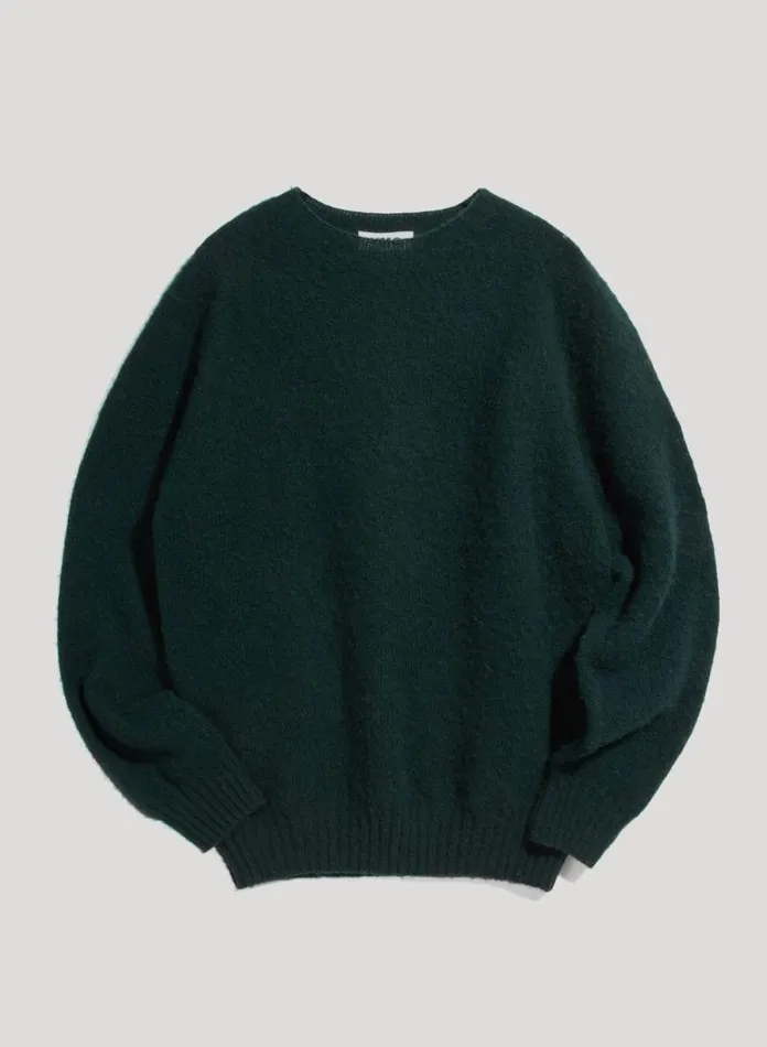 Mens Knitwear YMC Suedehead Crew Neck Jumper Green