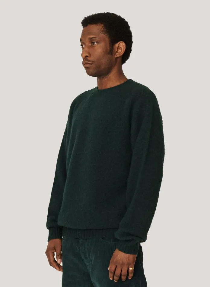 Mens Knitwear YMC Suedehead Crew Neck Jumper Green