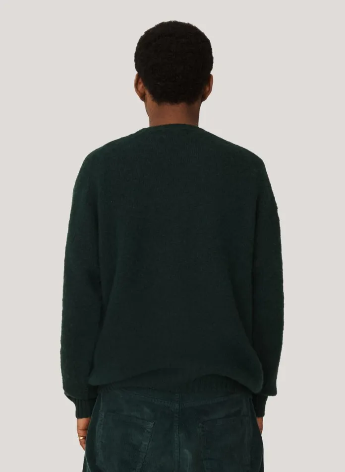 Mens Knitwear YMC Suedehead Crew Neck Jumper Green