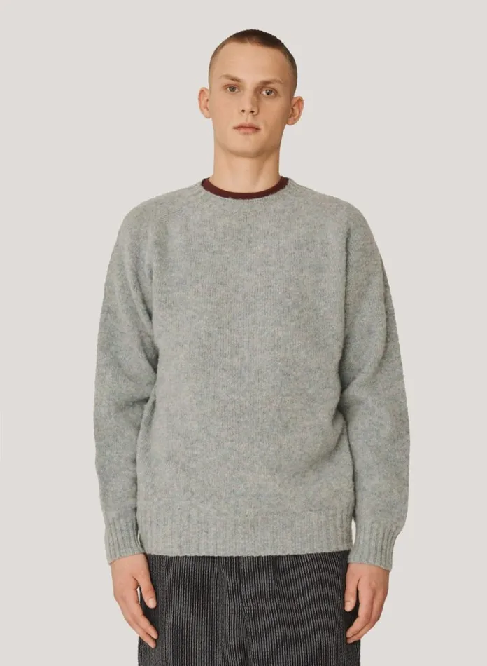 Mens Knitwear YMC Suedehead Crew Neck Jumper Mint Green