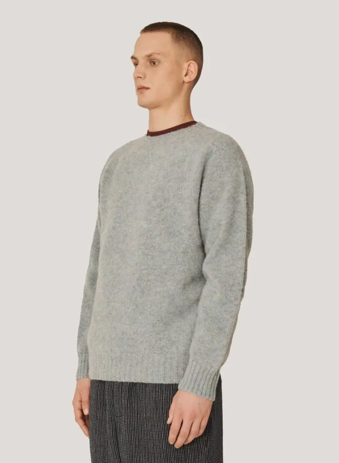 Mens Knitwear YMC Suedehead Crew Neck Jumper Mint Green