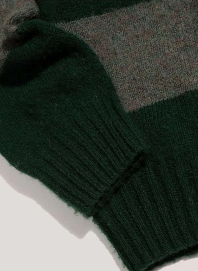 Mens Knitwear YMC Suedehead Stripe Crew Neck Jumper Green