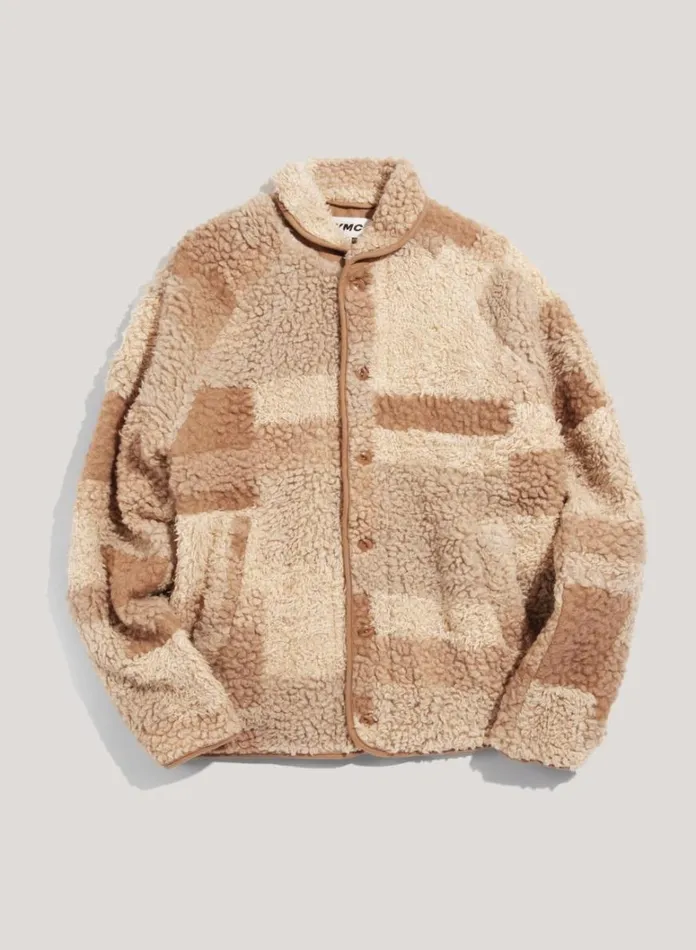 Mens Outerwear YMC Beach Fleece Jacket Natural Multi