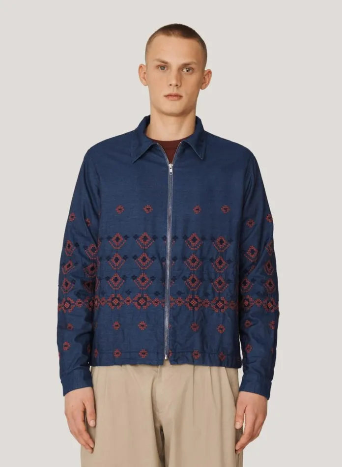 Mens Outerwear YMC Bowie Embroidered Denim Jacket Indigo