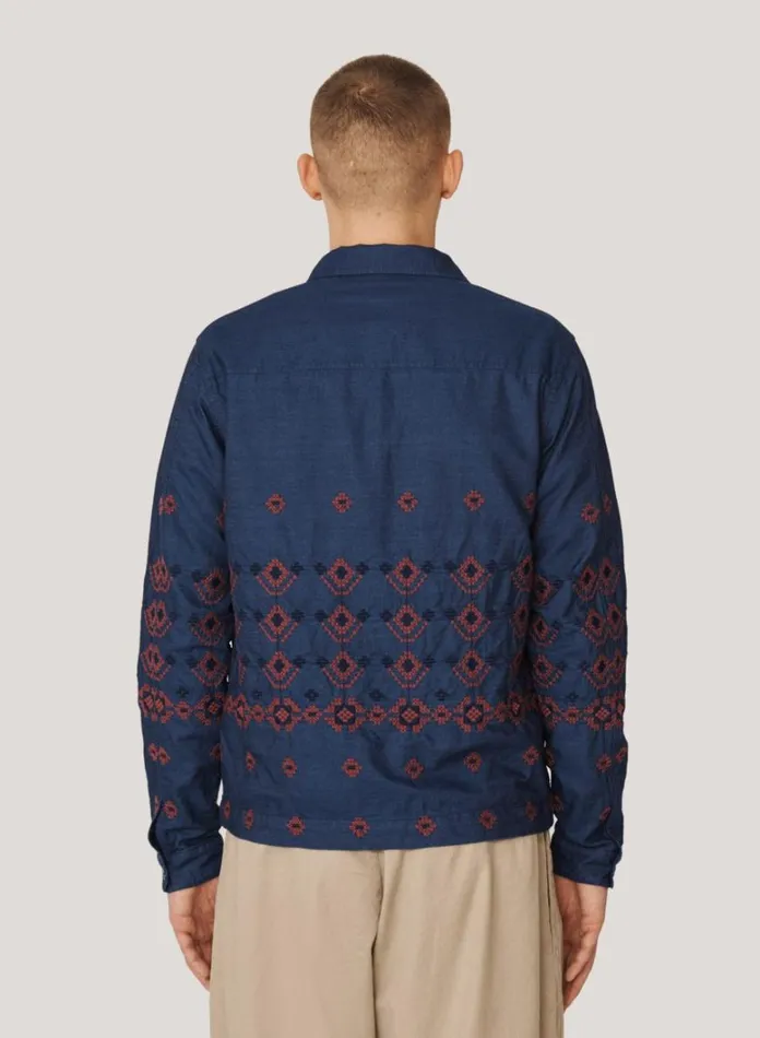 Mens Outerwear YMC Bowie Embroidered Denim Jacket Indigo