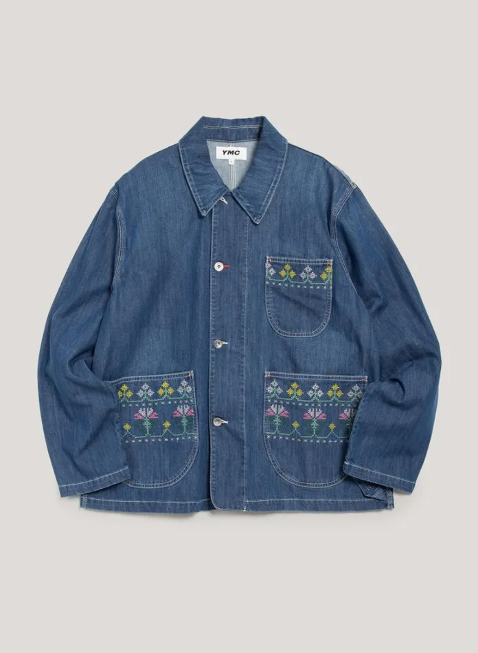 Mens Outerwear YMC Labour Chore Jacket Indigo
