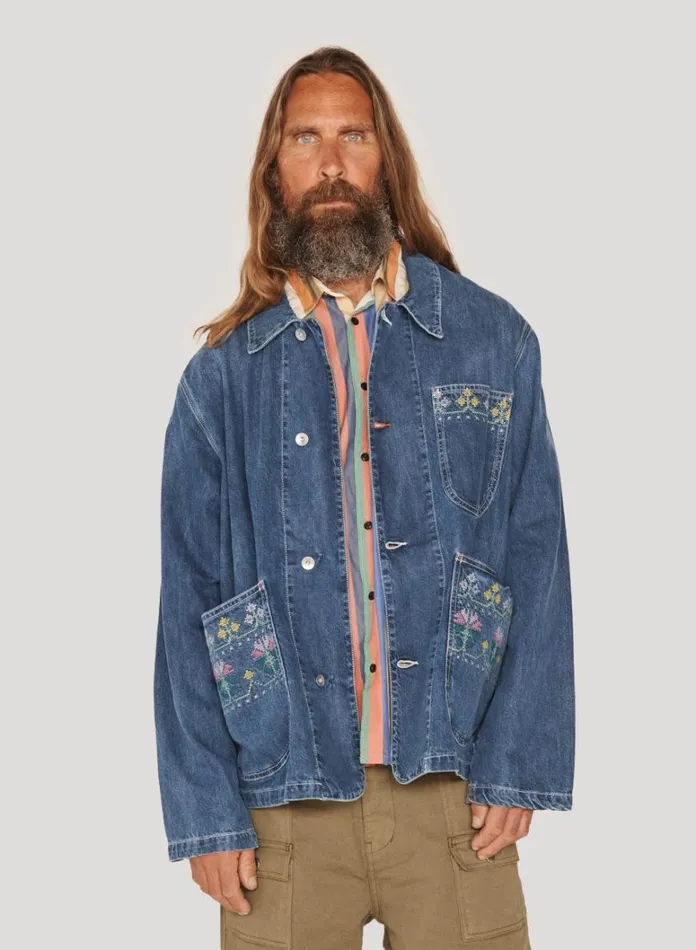 Mens Outerwear YMC Labour Chore Jacket Indigo