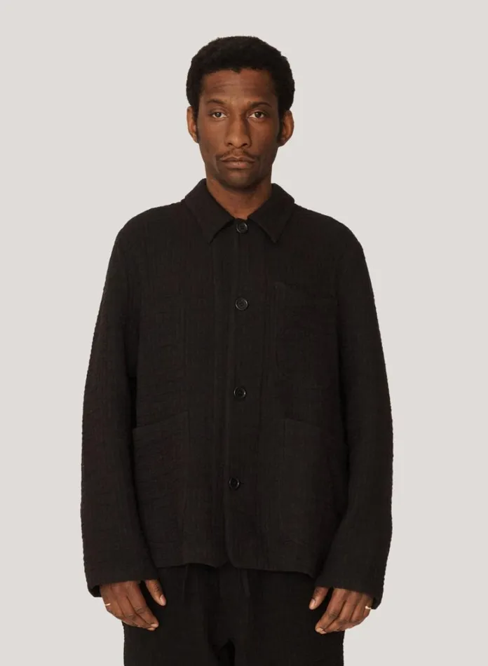 Mens Outerwear YMC Labour Chore Textured Jacket Black