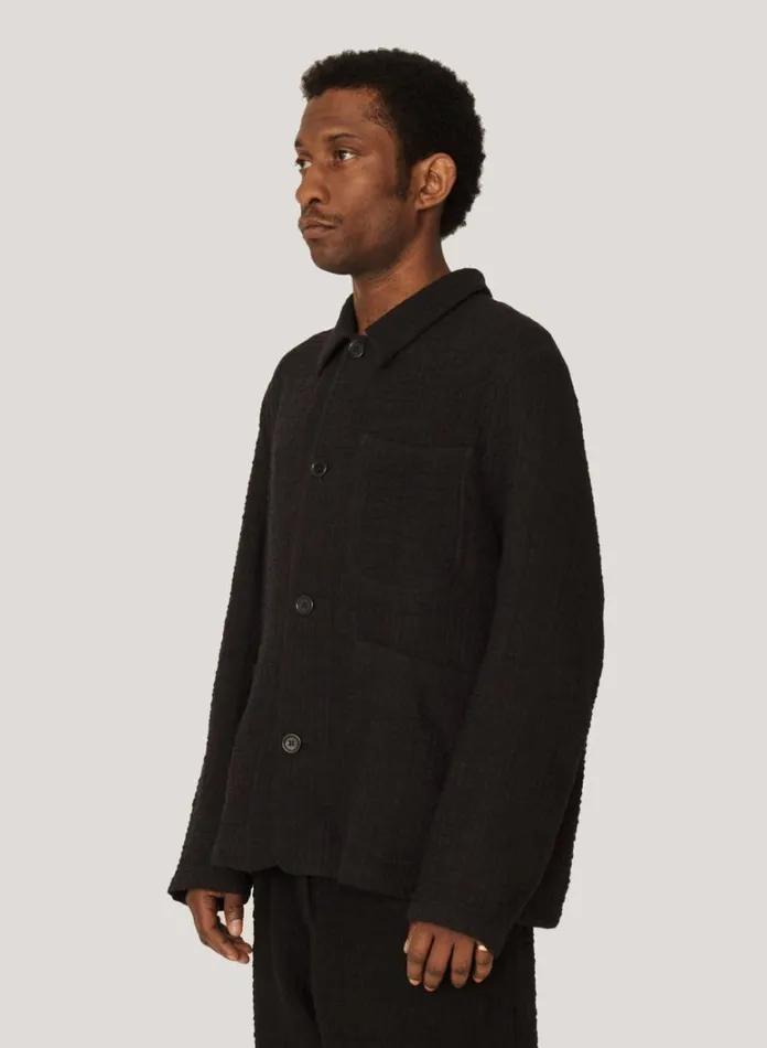 Mens Outerwear YMC Labour Chore Textured Jacket Black