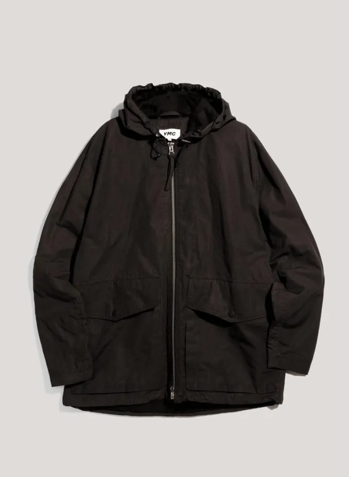 Mens Outerwear YMC Trail Hooded Ripstop Jacket Black
