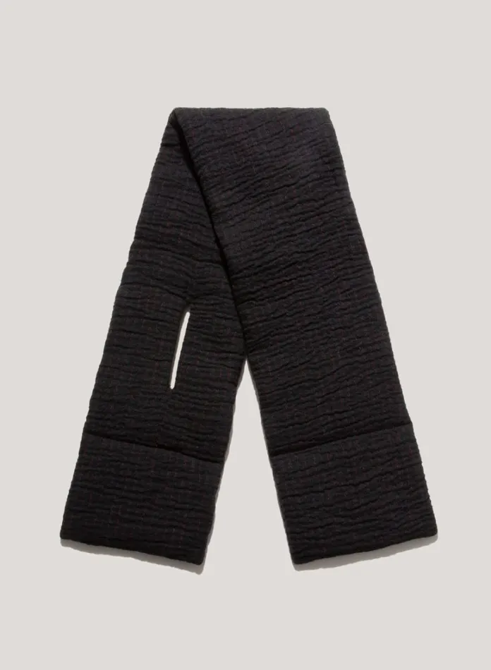 Mens Scarves YMC Textured Slot Scarf Black