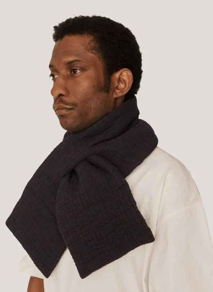 Mens Scarves YMC Textured Slot Scarf Black