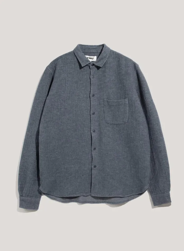 Mens Shirts YMC Curtis Brushed Shirt Blue